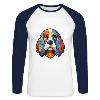 Brikett Griffon Vendeen Hunderasse Aquarellglas - Unisex Baseballshirt langarm - Weiß/Navy - Vorne - Nik (191cm)