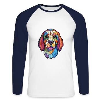 Cao De Castro Laboreiro Hunderasse Aquarellglas - Unisex Baseballshirt langarm - Weiß/Navy - Vorne - Nik (191cm)
