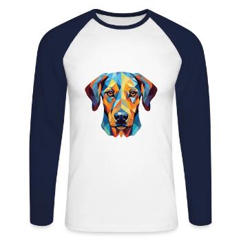Catahoula Leopard Hunderasse buntes Aquarell - Unisex Baseballshirt langarm - Weiß/Navy - Vorne - Nik (191cm)