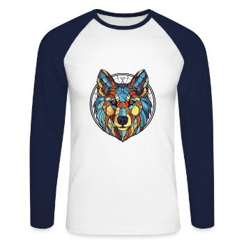 Cao De Castro Laboreiro Wolf Dog Breed Watercolor - Unisex Long Sleeve Baseball T-Shirt - white/navy - Front - Nik (191cm)