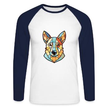 Carolina Dog Breed aquarelle Illustration sur verre - T-shirt baseball manches longues Homme - blanc/marine - Devant - Nik (191cm)