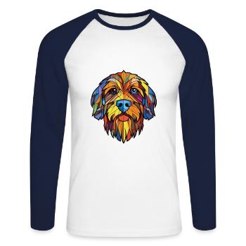 Brikett Griffon Vendeen Hunderasse Aquarellglas - Unisex Baseballshirt langarm - Weiß/Navy - Vorne - Nik (191cm)