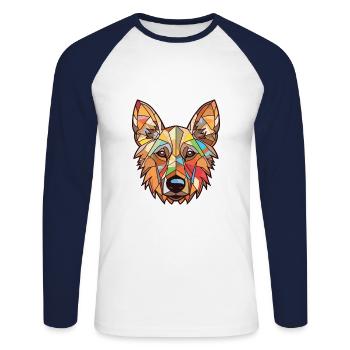 Berger Picard Hunderasse Aquarell Illustration - Unisex Baseballshirt langarm - Weiß/Navy - Vorne - Nik (191cm)