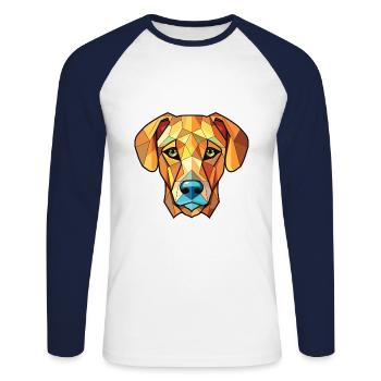 Black Mouth Cur Dog Breed Watercolor Illustration - Unisex Long Sleeve Baseball T-Shirt - white/navy - Front - Nik (191cm)