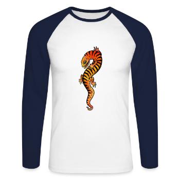 Lizard tattoo style - Unisex Long Sleeve Baseball T-Shirt - white/navy - Front - Nik (191cm)