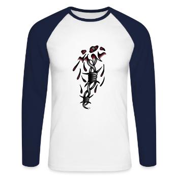 Babelé style old school traditionnel - T-shirt baseball manches longues Homme - blanc/marine - Devant - Nik (191cm)