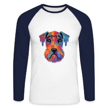Cesky Terrier Hunderasse Aquarell Illustration - Unisex Baseballshirt langarm - Weiß/Navy - Vorne - Nik (191cm)