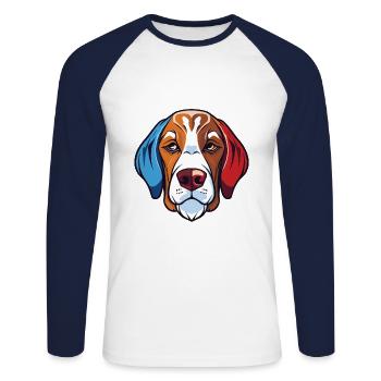 Chien Francais Dog Breed Watercolor Illustration - Unisex Long Sleeve Baseball T-Shirt - white/navy - Front - Nik (191cm)