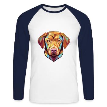 Chesapeake Bay Retriever Dog Breed Watercolor - Unisex Long Sleeve Baseball T-Shirt - white/navy - Front - Nik (191cm)