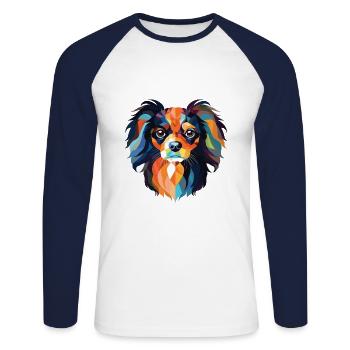 Continental Spielzeug Spaniel Hunderasse Aquarellglas - Unisex Baseballshirt langarm - Weiß/Navy - Vorne - Nik (191cm)