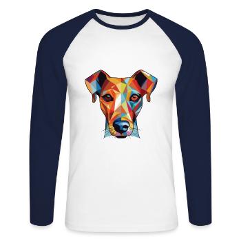 Cretan Hound Dog Breed Watercolor Illustration - Unisex Long Sleeve Baseball T-Shirt - white/navy - Front - Nik (191cm)