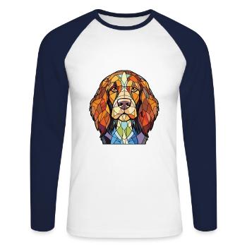 Dutch Smoushond Dog Breed Watercolor Illustration - Unisex Long Sleeve Baseball T-Shirt - white/navy - Front - Nik (191cm)