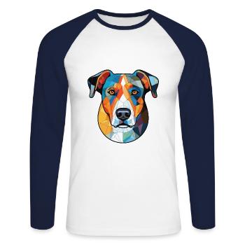 Cimarron Uruguayo Dog Breed Colorful Watercolor - Unisex Long Sleeve Baseball T-Shirt - white/navy - Front - Nik (191cm)