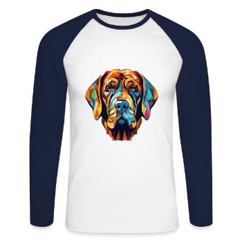 Brasileiro Mastiff brésilien chien aquarelle - T-shirt baseball manches longues Homme - blanc/marine - Devant - Nik (191cm)
