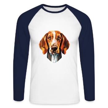 Français blanc et Orange chien chien race aquarelle - T-shirt baseball manches longues Homme - blanc/marine - Devant - Nik (191cm)