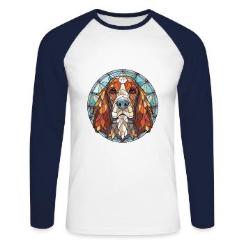 Grand Anglo Francais Dog Breed Colorful Watercolor - Unisex Long Sleeve Baseball T-Shirt - white/navy - Front - Nik (191cm)