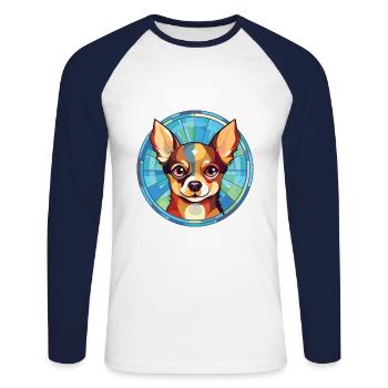 Field Spaniel Hunderasse Aquarell Illustration - Unisex Baseballshirt langarm - Weiß/Navy - Vorne - Nik (191cm)