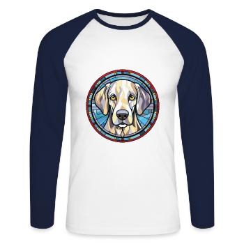 French Spaniel Dog Breed Watercolor Illustration - Unisex Long Sleeve Baseball T-Shirt - white/navy - Front - Nik (191cm)