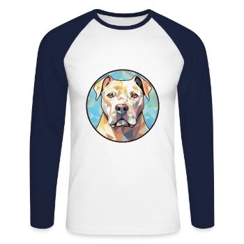 Français blanc et Orange chien chien race aquarelle - T-shirt baseball manches longues Homme - blanc/marine - Devant - Nik (191cm)