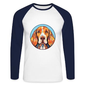 Amerikanisch Englisch Coonhound Hunderasse Aquarell - Unisex Baseballshirt langarm - Weiß/Navy - Vorne - Nik (191cm)