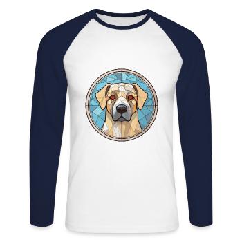 Anatolian Shepherd Dog Breed Colorful Watercolor - Unisex Long Sleeve Baseball T-Shirt - white/navy - Front - Nik (191cm)