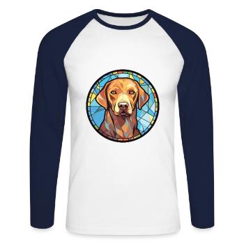 Chesapeake Bay Retriever Dog Breed Watercolor - Unisex Long Sleeve Baseball T-Shirt - white/navy - Front - Nik (191cm)