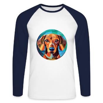 French Gascony Pointer Dog Breed Watercolor Glass - Unisex Long Sleeve Baseball T-Shirt - white/navy - Front - Nik (191cm)