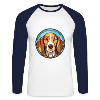 Galgo Español chien race aquarelle Illustration - T-shirt baseball manches longues Homme - blanc/marine - Devant - Nik (191cm)