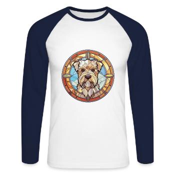 German Spaniel Dog Breed Watercolor Illustration - Unisex Long Sleeve Baseball T-Shirt - white/navy - Front - Nik (191cm)