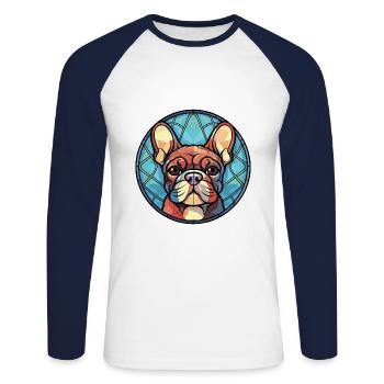 German Pinscher Dog Breed Watercolor Illustration - Unisex Long Sleeve Baseball T-Shirt - white/navy - Front - Nik (191cm)