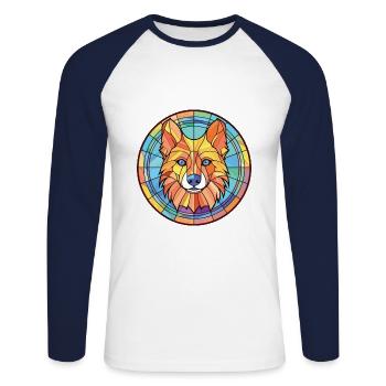 Deutsche Jagdterrier Hunderasse Aquarellglas - Unisex Baseballshirt langarm - Weiß/Navy - Vorne - Nik (191cm)
