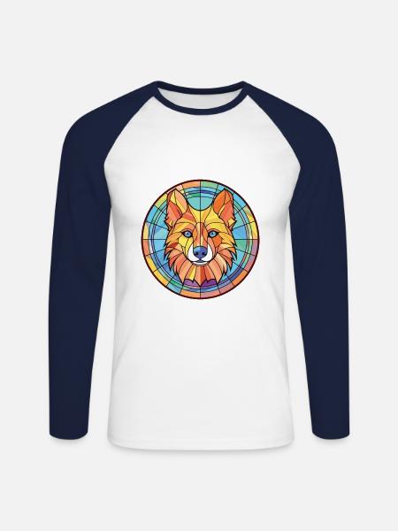 Deutsche Jagdterrier Hunderasse Aquarellglas - Unisex Baseballshirt langarm - Weiß/Navy