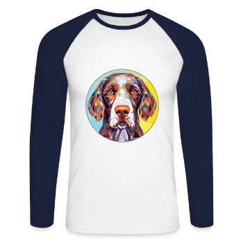 German Short Haired Pointer Dog Breed Watercolor - Unisex Long Sleeve Baseball T-Shirt - white/navy - Front - Nik (191cm)