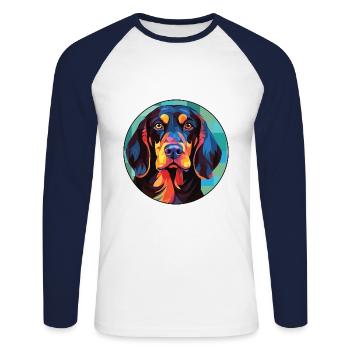 German Wirehaired Pointer Dog Breed Watercolor - Unisex Long Sleeve Baseball T-Shirt - white/navy - Front - Nik (191cm)