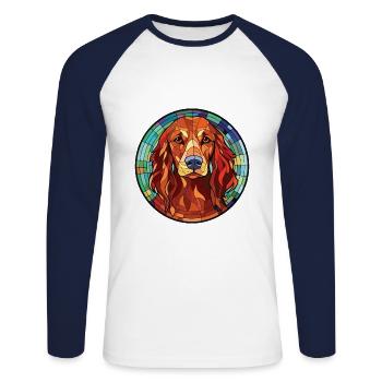 Irischer Setter Hund Rasse Aquarell Illustration - Unisex Baseballshirt langarm - Weiß/Navy - Vorne - Nik (191cm)