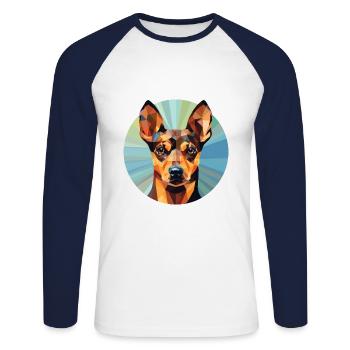 Deutsch Rauhaar Vorstehhund Rasse Aquarell - Unisex Baseballshirt langarm - Weiß/Navy - Vorne - Nik (191cm)