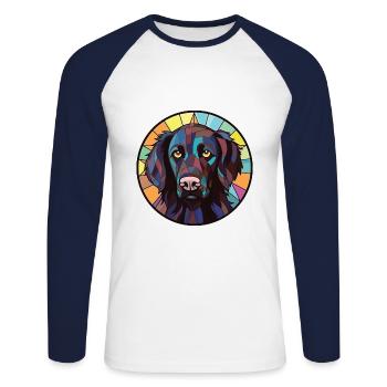 German Longhaired Pointer Dog Breed Watercolor - Unisex Long Sleeve Baseball T-Shirt - white/navy - Front - Nik (191cm)