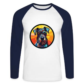 Deutsch Kurzhaar Vorstehhund Rasse Aquarell - Unisex Baseballshirt langarm - Weiß/Navy - Vorne - Nik (191cm)