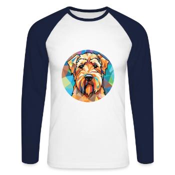 Soft Coated Wheaten Terrier Dog Breed Watercolor - Unisex Long Sleeve Baseball T-Shirt - white/navy - Front - Nik (191cm)