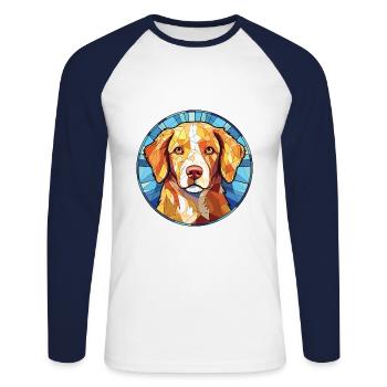 Nova Scotia Duck Tolling Retriever Dog Watercolor - Unisex Long Sleeve Baseball T-Shirt - white/navy - Front - Nik (191cm)