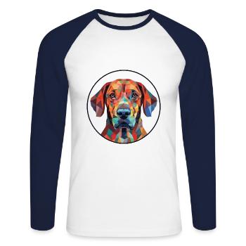 Plott Hund Hund Rasse Aquarell Illustration - Unisex Baseballshirt langarm - Weiß/Navy - Vorne - Nik (191cm)