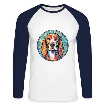 Treeing Walker Coonhound Dog Breed Watercolor - Unisex Long Sleeve Baseball T-Shirt - white/navy - Front - Nik (191cm)