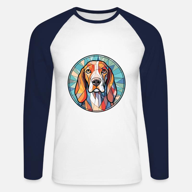 Treeing Walker Coonhound Hunderasse Aquarell - Unisex Baseballshirt langarm - Weiß/Navy