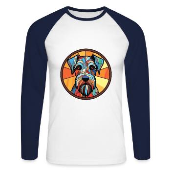 Standard-Schnauzer-Hunderasse buntes Aquarell - Unisex Baseballshirt langarm - Weiß/Navy - Vorne - Nik (191cm)