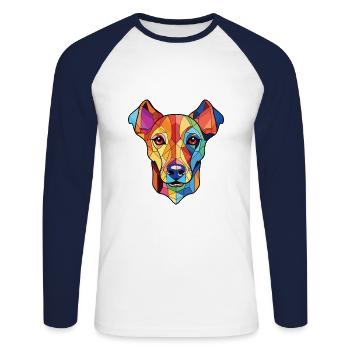 Drever Dog Breed Bunte Aquarell-Illustration - Unisex Baseballshirt langarm - Weiß/Navy - Vorne - Nik (191cm)