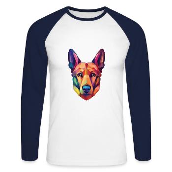 Tschechoslowakische Vlcak Hunderasse Aquarellglas - Unisex Baseballshirt langarm - Weiß/Navy - Vorne - Nik (191cm)