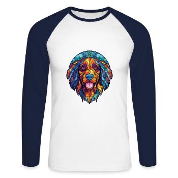 Chippiparai Hunderasse Aquarell Illustration - Unisex Baseballshirt langarm - Weiß/Navy - Vorne - Nik (191cm)