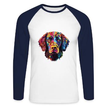 Curly Coated Retriever Dog Breed Watercolor Glass - Unisex Long Sleeve Baseball T-Shirt - white/navy - Front - Nik (191cm)