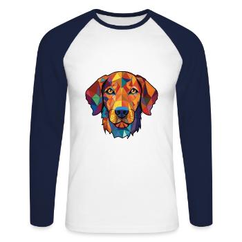 Cirnecco Delletna race de chien aquarelle colorée - T-shirt baseball manches longues Homme - blanc/marine - Devant - Nik (191cm)