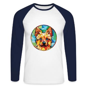 Australian Silky Terrier Dog Breed Watercolor - Unisex Long Sleeve Baseball T-Shirt - white/navy - Front - Nik (191cm)